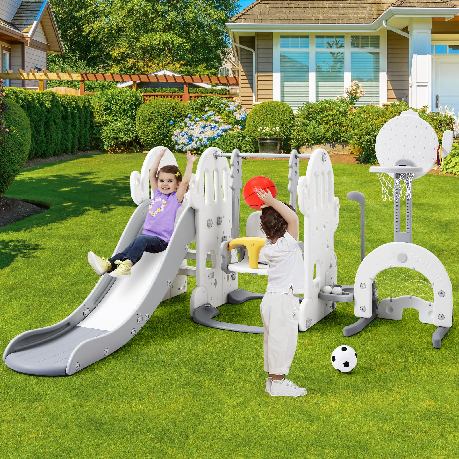 Garvee Toddler Slide and Swing Set 7 in 1 110 lbs Ages 1-4