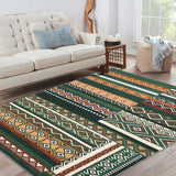 Garvee Washable Area Rug 6x9 Living Room Rugs Washable Rug Farmhouse Vintage Neutral Large Rug Tribal Geometric Soft No Slip Indoor Rug Thin Floor Carpet for Bedroom Under Dining Table Home Office - Green Multi