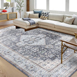 Garvee Boho Washable Area Rugs 5x7 Rug for Living Room Vintage Oriental Area Rug Non Slip Throw Rugs with Rubber Backing Soft Rugs for Bedroom Stain Resistant Carpet for Dining Room 5'x7' Grey - Black