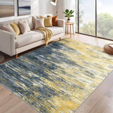 Garvee Modern Abstract Area Rug 4x6 Washable Rug for Living Room, Ultra Soft Rug for Bedroom, Non Slip Indoor Floor Carpet, Stain Resistant Rugs for Home Decor Office, Yellow/Blue - Yellow/Blue
