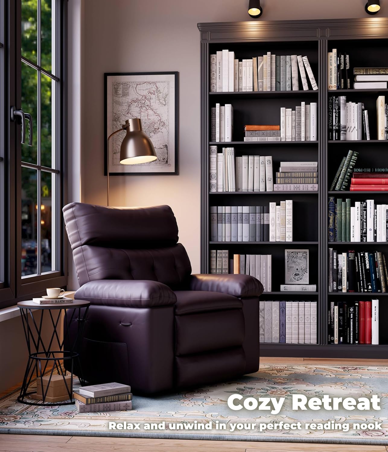 Garvee Oversized Wide Recliner Chair - Heat and Massage, PU Leather Large Manual Recliner for Adults, Ultimate Comfort Lazy Boy with 1.5X Sponge Filling and Easy Recline Mechanism for Relaxation