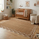 Garvee 4x6 Brown Scalloped Washable Area Rug for Nursery Room, Soft Non Slip Low Pile Carpet - Brown