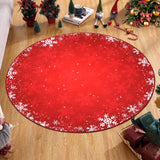 Garvee Christmas Round Rug 3FT Christmas Rug Living Room Rug Washable Non Slip Bedroom Decor Red Snowflake Christmas Area Rug Small Kids Rug Soft Low Pile Stain Resistant Carpet Round 3'x3' Red - Red