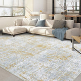 Garvee Washable Area Rugs 4x6 Rug for Living Room Indoor Mats for Entryway Soft Bedroom Rug Non Slip Modern Abstract Area Rug Farmhouse Throw Rugs Low Pile Stain Resistant Carpet 4'x6' Grey/Taupe - Gray Yellow
