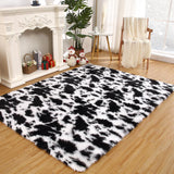 Garvee Shag Rug for Living Room 3x5 Rug Shaggy Rug Kids Rug Plush Rug Cow Printed Carpet Bedroom Fluffy Rug Bedside Rug Soft Rug Non Skid Rug Modern Area Rug Large, Black/White 3'x5' - Black & White