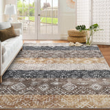 Garvee Boho Brown 5x7 Rug Living Room Rugs Washable Rug Bedroom Rug Throw Rug Soft Tribal Rug Neutral Geometric Rug Modern Rug for Nursery Dining Room Home Office Non Slip Low Pile Farmhouse Carpet - Brown