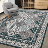Garvee 5x7 Area Rug Vintage Traditional Rug Indoor Non-Slip Machine Washable Moroccan Trellis Large Carpet Blue - Traditional-Blue