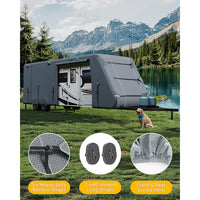 Garvee Travel Trailer RV Cover 27-30 ft, Extra-Thick 7 Layers, Windproof Straps Tire Covers, Waterproof UV Protection for Camper, Grey