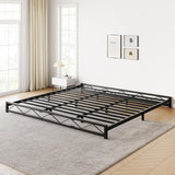 Garvee 6 Inch King Size Metal Platform Bed Frame with Wavy Pattern, King Bed Frame with Steel Slat Support, Mattress Foundation, No Box Spring Needed, Easy Assembly (Black, King) - Black