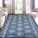 Garvee Washable Rug 9x12 Modern Geometric Area Rug Non Slip Large Area Rug Low Pile Farmhouse Rug Non Shedding Distressed Throw Rugs Floor Carpet for Living Room Bedrooms, Navy - Blue