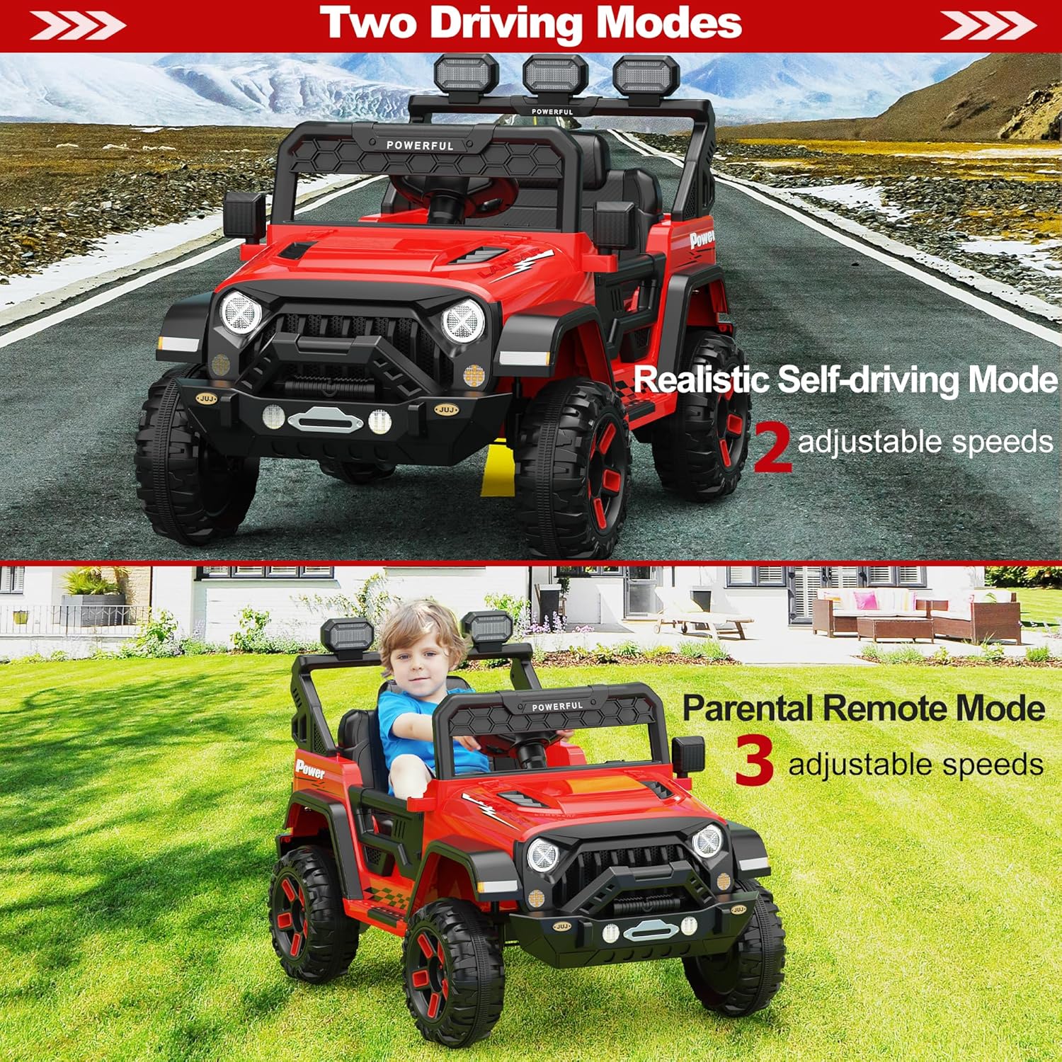 Garvee Ride - P Series: 3-6, Ride on Car with 2.4G Remote Control, 12V Battery Powered Electric Car for kids with 3 Adjustable Speeds, Soft Start, Battery Display, Music, Red