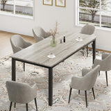 Garvee 78.7" Large Rectangle Dining Table for 6-8 People, Kitchen Table with Sturdy Metal Legs, Modern Industrial Dinner Table for Living Room, Office, Grey - Grey