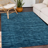 Garvee Modern Solid Indigo 10x13 Extra Large Living Room Area Rug Washable Rug Contemporary Indoor Throw Floor Carpet Non Slip Low Pile Foldable Accent Rug for Bedroom Home Decor - Indigo