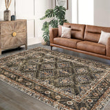 Garvee 10'x13' Washable Area Rugs, Durable Low Pile Non-Slip Brown Rug for Living Room, Office, Dining Room, Kids Room, Farmhouse - Camel
