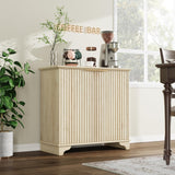 Garvee Coffee Bar Cabinet, Modern Farmhouse Kitchen Storage Cabinet With Fluted Doors, Sideboard Buffet Cabinet With Adjustable Shelves, for Kitchen, Dining Room, Living Room, Oak - Oak