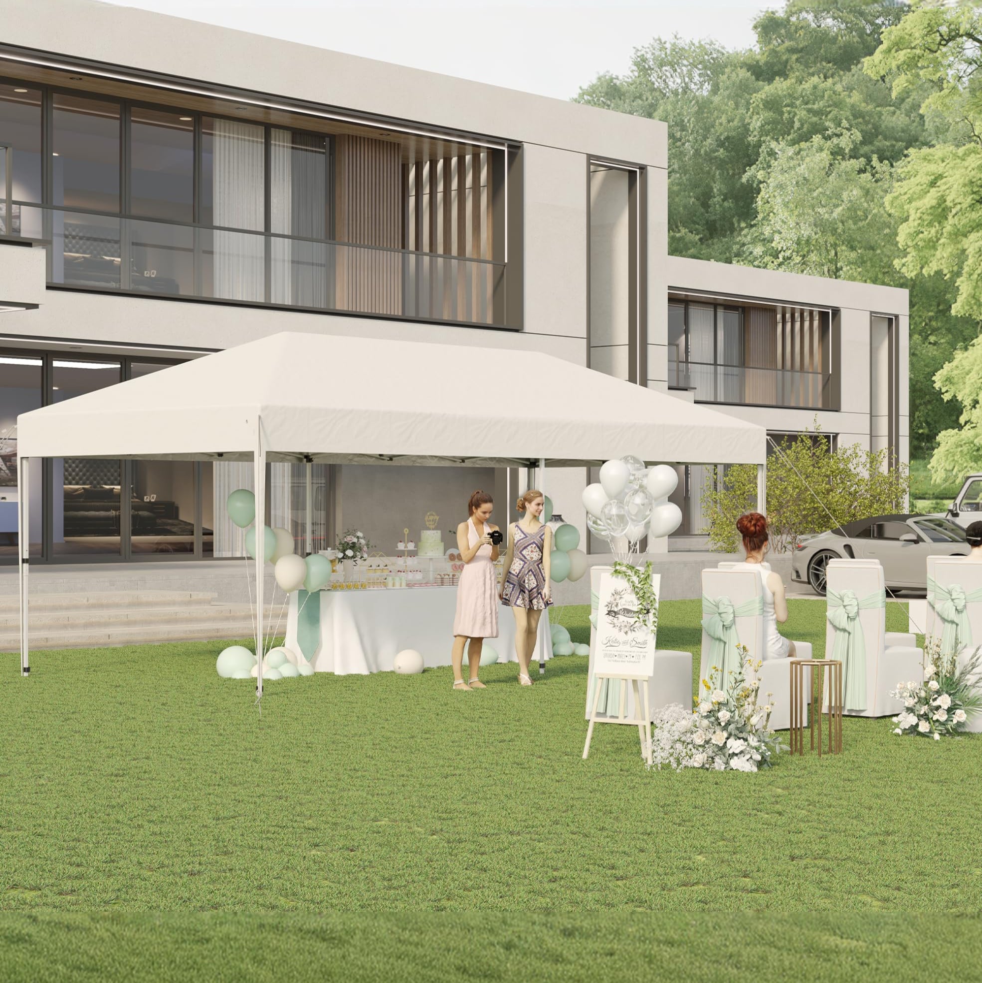 Garvee 10'x20' Pop Up Canopy Heavy Duty & Waterproof Canopy Without Si