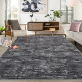 Garvee Solid Dark Grey 10x13 Washable Rug for Living Room Modern Abstract Area Rug Non-Slip Large Contemporary Bedroom Rug Stain Resistant Aesthetic Accent Floor Carpet Foldable Solid Rug for Home Office - Dark Gray