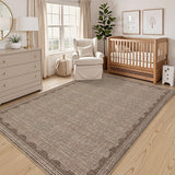 Garvee Scalloped Washable Rug 3x5 Non-Slip Low-Pile Indoor Rug Coffee Modern Minimalism Carpet for Bedroom Living Room Kitchen Bathroom - Coffee