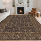 Garvee Washable 5x7 Area Rugs Vintage Floral Print Non Slip Soft Stain Resistant Carpet for Living Room Bedroom Dining Room Office Brown - Brown