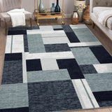 Garvee Bedroom Rug 8x10 Large Modern Rugs for Office Machine Washable Dining Room Rug Patchwork Pattern Carpet for Living Room Geometric Floor Cover Indoor Outdoor Rug Grey - Gray