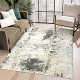 Garvee Washable Rug Modern Abstract Rug, 4x6 Rug Living Room Rug Non Slip Soft Colorful Floor Carpet Indoor Home Decor for Nursery Dining Room Kitchen, Grey/Beige - Ash