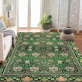 Garvee Area Rug Machine Washable Vintage Floral Carpet Non-Slip Low Pile for Living Room Bedroom 10x13Ft Green - Green
