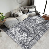 Garvee Washable Rugs 8x10 Vintage Tribal Area Rug for Living Room Distressed Medallion Area Rug for Bedroom Oriental Office Carpet Low Pile Neutral Soft Nursery Rug Farmhouse Floor Cover Grey - Dark Gray