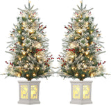 Garvee 3 FT Christmas Tree, Pre-Lit Christmas Tree with 78 LED Lights, Battery-Powered，Artificial Christmas Tree with Illuminated Base, Ideal Decor for Christmas Celebrations - Snowelk-8 Light Modes-2 Pack