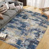 Garvee Area Rug Washable Non-Shedding Abstract Rug Soft Non-Slip Rug for Living Room Dining Room Indoor Playroom Dark Blue 8x10Ft - Dark Blue