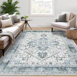 Garvee Washable Area Rug 6x9 Rug for Living Room Boho Vintage Area Rug for Bedroom Indoor Green Rug Oriental Large Rug Soft Non Shedding Stain Resistant Carpet for Dining Room 6'x9' Green - Light Green