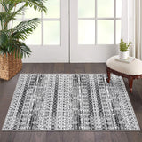 Garvee Geometric Area Rug 2x3 - Machine Washable, Easy-Cleaning, Non-Shedding, Stain Resistant, Non-Slip, Foldable Indoor Mat for Living Room, Bedroom, Kitchen, Entryway, Bathroom, Grey - Gray