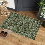 Garvee Washed Back Low Pile Area Rug Washable Non Slip Carpet for Living Room Bedroom Kitchen Dining Room 2x3ft Green - Dark Green