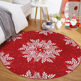 Garvee Christmas Snowflake Round Rug 4'-Round Washable Non-Slip Soft Nursery Rug Red - Red