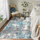 Garvee Bedroom Rug 4x6 Modern Abstract Carpet Washable Living Room Rug Contemporary Colorful Rugs for Office Non Slip Floor Cover Low Pile Area Rugs Blue - Blue Multi