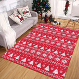 Garvee Christmas Area Rug 8x10 Snowflake Xmas Tree Pattern Boho Floor Cover Machine Washable Non Slip for Kitchen Living Room Bedroom - Red
