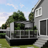 Garvee 10' x 10' Outdoor Arched Pergola, Metal Gazebo with Retractable Sun Shade for Backyards, Lawn, Patios (Grey) - Grey