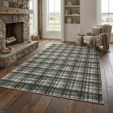 Garvee Washable Area Rug 6x9 Tartan Plaid Non Slip Soft Low Pile Carpet for Living Room Bedroom Office Dining Room, Teal & Brown - Teal & Brown