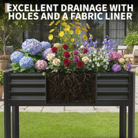 Garvee Large Raised Garden Bed with Legs Galvanized Elevated Planter Box 48×24×32 in for Backyard, Patio, Balcony, 400lb Capacity, Brown