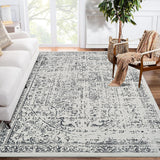 Garvee Vintage Area Rug 4x6 Stain Resistant Non-Shedding Non-Slip Soft Rug Grey for Bedroom Dining Room Home Office - Gray
