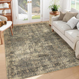 Garvee Area Rug Large Living Room Rug 9x12 Machine Washable Floor Carpet, Non-Slip Vintage Distressed Area Rug, Low Pile Soft Accent Rug for Under Dining Table, Bedroom, Nursery Room, Green - Green