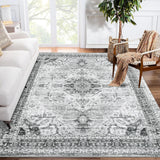 Garvee 9x12 Area Rugs Machine Washable Rug No Shedding Low Pile Carpet Area Rugs for Living Room Bedroom Dining Room Kitchen Entrance Home Office Indoor Rugs Grey - Gray
