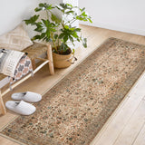 Garvee Area Rugs Vintage Floral Boho Washable Non Slip Low Pile Carpet for Living Room Bedroom Dining Room 2x6Ft Beige Caramel - Beige Camel