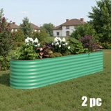 Garvee 2 Pcs 8' X 2' X 2' Galvanized Steel Raised Garden Beds, Rust-Resistant Green Planter Boxes, Deep Outdoor Kit for Vegetables & Flowers, Green - Green