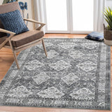 Garvee Persian Grey 8x10 Vintage Farmhouse Accent Rug, Soft, Non-Slip, Distressed, Low Pile, Stain Resistant for Living Room, Dining Room, Bedroom - Gray