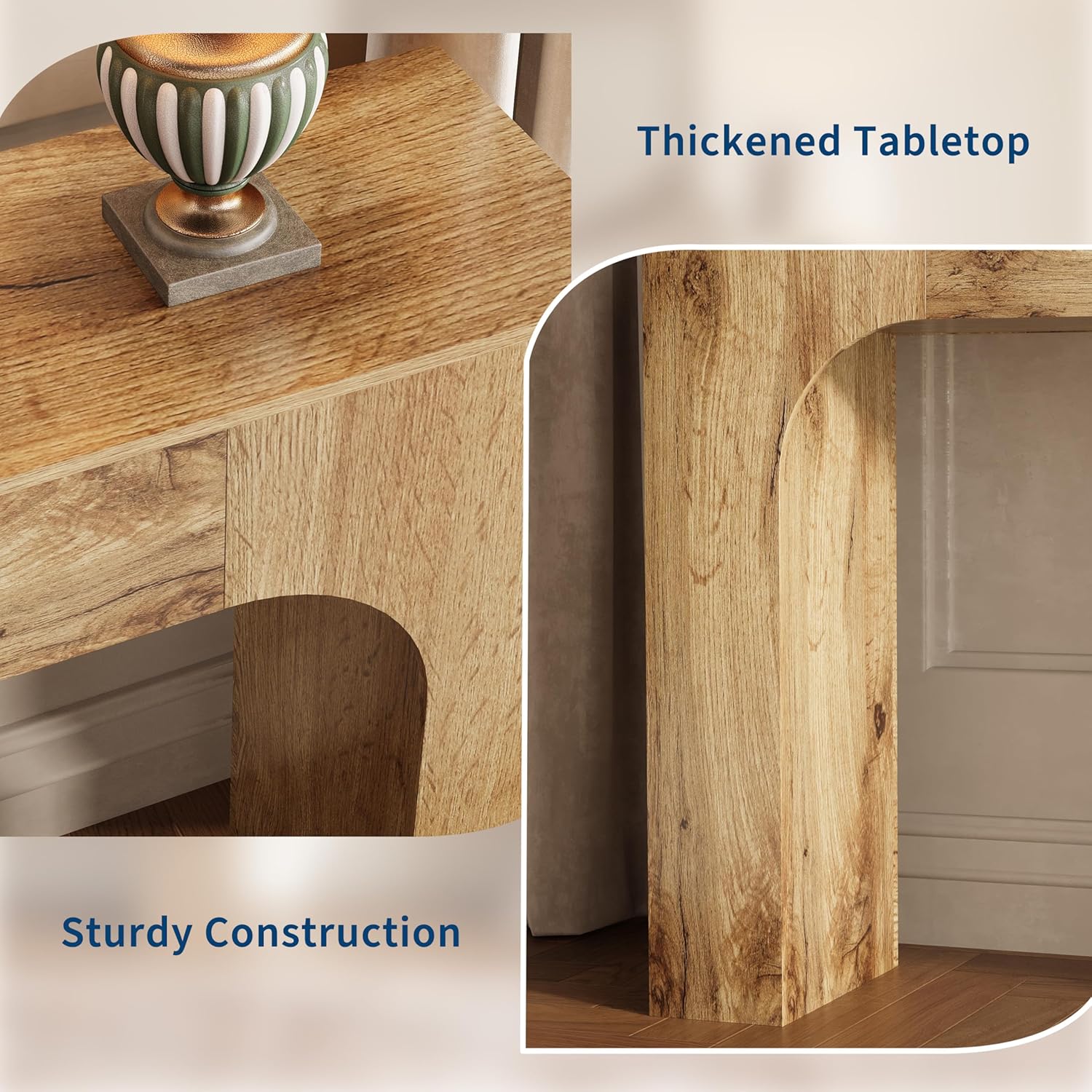 Garvee 47" Farmhouse Console Table Slim Wood Sofa Side Table Narrow Rustic Foyer Furniture for Living Rooms Hallways Apartments, Oak