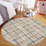 Garvee Modern Plaid Area Rug Washable Soft Non-Slip Low Pile Carpet for Living Room Bedroom Nursery Office, Classic Farmhouse Rustic, 0.23" Thickness, Multi-Color - Beige