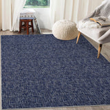 Garvee 8x10 Washable Rug for Living Room Non-Slip Modern Abstract Area Rug Stain Resistant Large Bedroom Rug Contemporary Accent Throw Floor Carpet Solid Rug for Dining Room Home Decor, Blue - Blue