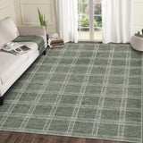 Garvee Checkered 8x10 Rugs Washable Indoor Modern Soft Non Slip Area Rug Green for Living Room Bedroom Nursery Office Home Decor - Green