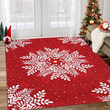 Garvee Christmas Snowflake Area Rug 9x12 Red Washable Non-Slip Low Pile Rug for Living Room Bedroom Kitchen - Red