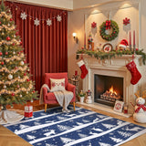 Garvee Blue 4x6 Christmas Rugs, Washable Non Slip Indoor Carpet for Living Room, Bedroom, Entryway, Dining Room, Soft Low Pile Xmas Decor - Blue